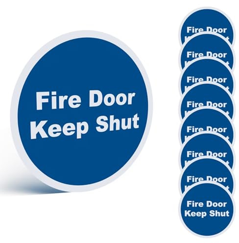 9 Pack Fire Door Keep Shut Safety Signs, 80mm Round Vinyl Stickers | Self-Adhesive Waterproof Vinyl, BS 5499 & EN ISO 7010 Compliant Fire Door Stickers For Offices, Schools And Public Buildings