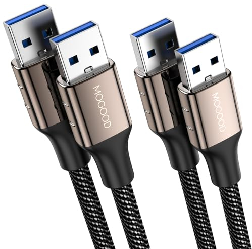 MOGOOD Câble USB 3.0 1M+1M, USB A mâle vers A mâle Câble, USB 3.0 Super Speed Câble de Données pour Disque Dur Externe, Lecteur DVD, Refroidisseur PC Portable, Hub USB, TV Box, Imprimante et Caméra
