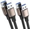 MOGOOD Cable USB 3.0 Supervelocidad A Macho a A Macho 1M+1M, Extensor Tipo A Compatible Con Disco Duro, Ordenador Portátil, Monitor, Cámara y Más