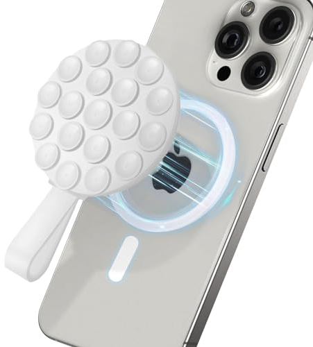 Meifiyu Magnetischer Handy Saugnapf Halterung Magnetischersilikon Saugnapf Handyhülle für Alle Telefonmodelle Rutschfester Freisprecheinrichtung Spiegel Glas Keine Raue Oberfläche(Weiß)