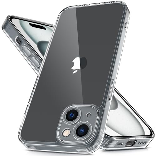 Mootobo for iPhone 15 Case with Camera Lens Full Cover Protection, 10FT Military Grade Drop Protection Phone Case with Anti-Fingerprint Matte Back 6.1 inch - Clear