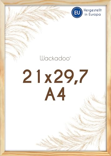 Wackadoo Bilderrahmen A4 21x29,7 (DIN A4) natur Fotowand Dokumentenrahmen mit Glas Holz Picture frame poster