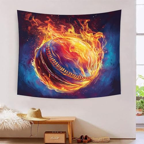 ChengzeTCo 3D Tapestry, Polyestermaterial,Baseball Kunstteppiche, TV Hintergrund Wanddecke Hintergrund Wanddecke Home Decor,130cmx150cm, Für Wohnzimmer Schlafzimmer Schlafsaal