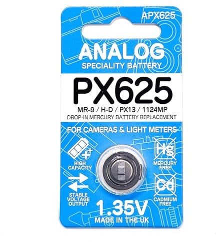 ANALOG PX625 MR-9 HD PX13 APX625 E-625N EPX625 1.35V Mercury Batería de repuesto para cámara de película, fabricada en Reino Unido