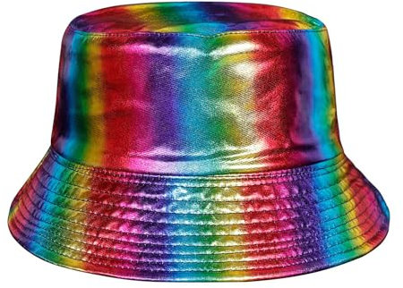 JJDreams Hip Pop Punk Sonnenkappe Stylische Wendemützen Rave Eimer Hut Glamour Accessoire fürSylvester,Karneval Party,Regenbogen