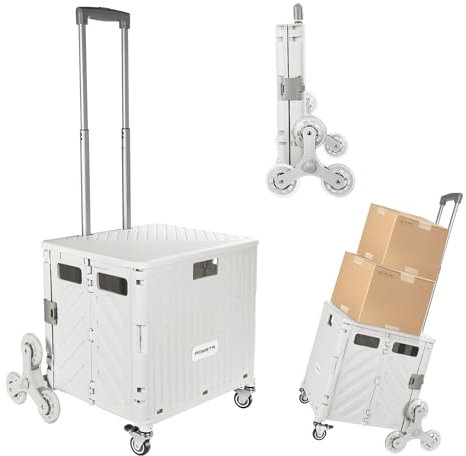 POWSTR 70L Folding Shopping Trolley Cart, Boot Cart, Large Capacity Heavy-Duty Shopping Cart with Stair Climbing Wheels and Telescopic Handles,Collapsible Utility Trolley Box with Brakes