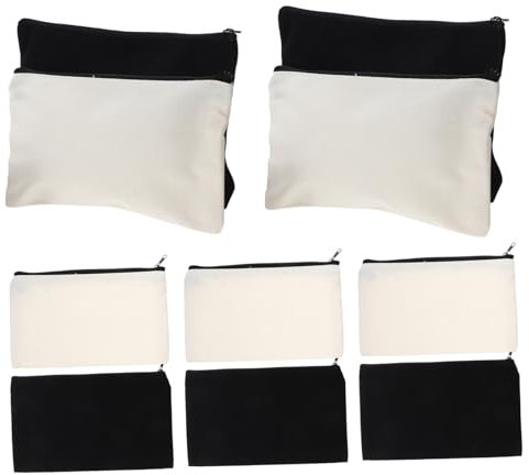 ULDIGI 12stücke Teiliges Leerer Canvas-Zipper-Taschen Für Vielseitige Kosmetiktaschen Für Makeup Toilettenartikel Und Reiseaccessoires Sublimierbare Blanko-Beutel