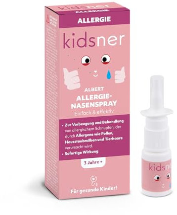 Kidsner, Albert – Das Allergie-Nasenspray | Lindert die Symptome einer akuten allergischen Rhinitis (Niesen, laufende oder verstopfte Nase | Kinderfreundlich | 10 ml