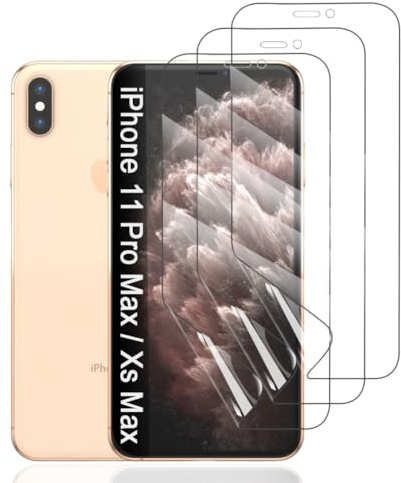 Hhfcryst Pellicola Idrogel Protettiva per iPhone 11 Pro Max/Xs Max, 3 Pezzi HD Trasparente Morbido TPU Protezioni per Lo Schermo(Non Vetro Temperato)