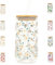 Glas Becher mit Deckel und Strohhalm, 500ml (16oz), Trinkglas mit Bambusdeckel, Eiskaffeglas, Geschenk (Daisy)