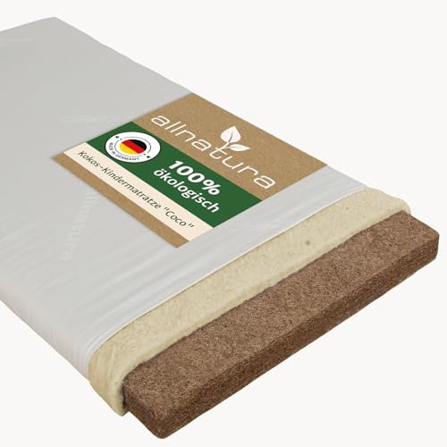 allnatura Kinder- Babymatratze Coco 70x140- Ergonomische Kokosmatratze mit Schafschurwoll-Polsterung, abziehbarem Bio-Baumwollbezug & atmungsaktiver Trittkante - Nachhaltig & Fair - Made in Germany