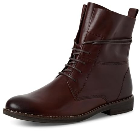 MARCO TOZZI Damen Stiefeletten zum Schnüren aus Leder Flach