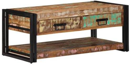 vidaXL Couchtisch Mehrfarbig 90x50x38 cm Altholz Massiv, Beistelltisch, Wohnzimmertisch, Kaffeetisch, Sofatisch, Akzenttisch, Teetisch, Telefontisch