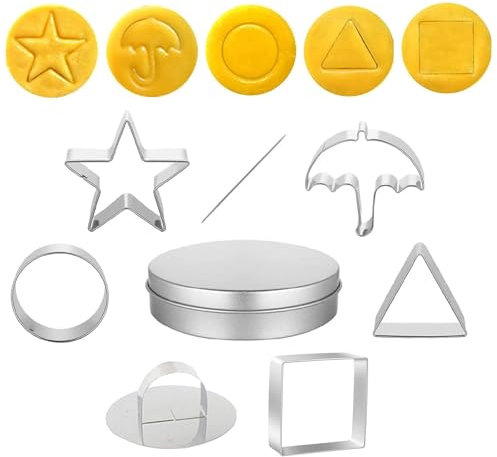 Emporte-pièces pour biscuits dalgona coréens, emporte-pièces pour biscuits au sucre, acier inoxydable, outils, parapluie, triangle, étoile, forme ronde pour pieuvre, fête, sucre, biscuits (B)