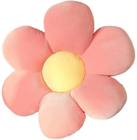 LATRAT Blumenboden Kissen Tatami Blumenförmiges Dekor, Sitzkissen Boden Aesthetic Zimmer Deko Bedroom, Cute Pillow, Plüsch-Bodenkissen für Schlafzimmer, Sofa, Stuhl, Rosa und Gelb, 40 x 40 cm