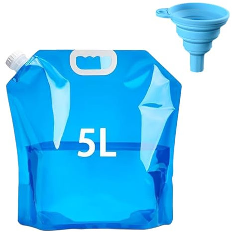 Giutsaull 5L Faltbarer Wasserkanister, Flexibler Wasserbehälter Tragbar Faltbare trinkflasche, Faltbare wasserflasche BPA-frei Wasserbeutel, Trinkwasserkanister, für Outdoor Camping Picknicks