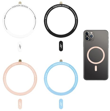 4 Pack for MagSafe Ring Stick, Magnetic Metal Ring, Universal Magnetic Ring Support for Wireless Charging Conversion Kit, Fits iPhone 16/15/14/13/12/11 Series, Galaxy, Android Accessories