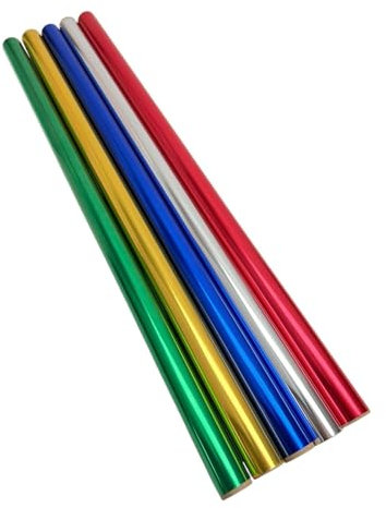 Papier cadeau métallisé - Papier d'emballage de couleur unie pour Noël - 150 x 70 cm - 5 rouleaux