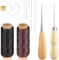 Ledergarn Ledernadel Set, Leder Nähset, 2 Rollen Reißfestes Garn mit Sattlernadel, 100m Leder Faden Wachsfaden mit Nähnadeln Nähahle, Leder Werkzeug für Lederhandwerk, DIY Sewing, Reparieren