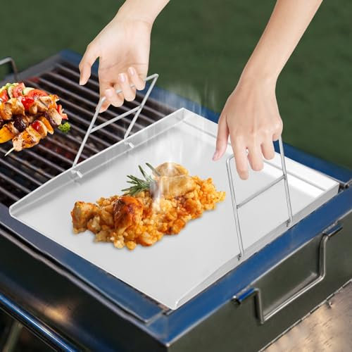 YNAADYH Plancha de acero inoxidable, 4 mm, plancha para barbacoa de gas, tabla universal para barbacoa (49 x 32,5 cm)