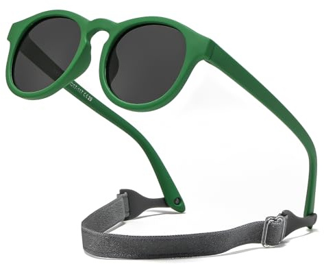Suertree Occhiali da sole polarizzati per bambini 0-3 anni in silicone occhiali da sole per bambini flessibile anti UV400 lente ultra leggera protezione UV all'aperto, verde, Liten