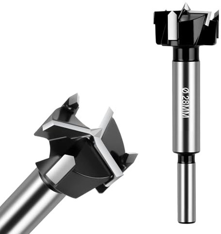 Flintronic Brocas forstner, 28 mm Brocas forstner para Madera, Broca Forstner de Acero de Tungsteno, Broca Para Madera de Dientes Múltiples con Eje Redondo, para Madera, Madera Dura, Tableros de Fibra