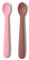 Muchmellow - Set Silicone MADE IN ITALY 2 Pezzi, Cucchiaino svezzamento Silicone con Custodia da Viaggio, Ergonomici, Plastic Free, BPA Free, Lavabile Lavastoviglie (Rosa + Rosso)