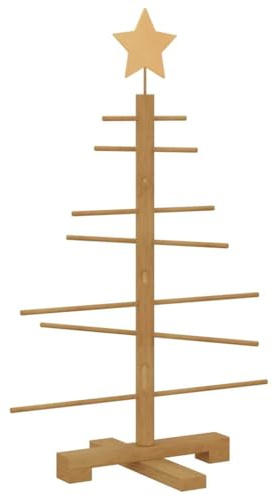 vidaXL Albero di Natale in Legno con Supporto Marrone 75 cm bambù, Salotto, Decorazioni Moderne per Feste, Albero Minimalista, centrotavola Eco-Friendly di Natale