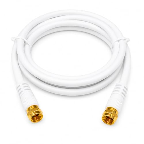 TechniSat 2m SAT TV Antennenkabel - TK Basic Koaxial Kabel | mit vergoldeten Anschlüssen, 4-fach geschirmt, F Stecker auf F Stecker, Antennenkabel für DVB-C, DVB-T, DVB-S2, Weiß