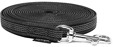 Mystique® Gummierte Schleppleine 12mm ohne Handschlaufe Standard Karabiner schwarz 5m