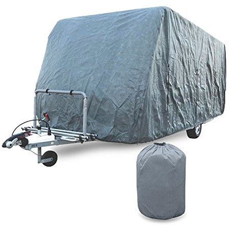 ProPlus Wohnwagen Schutzhülle 250 x 427-518 cm oder 518-579 cm oder 579x640 cm 4 Schicht 160G/ Quadratmeter Winter geeignet (518-579 cm)