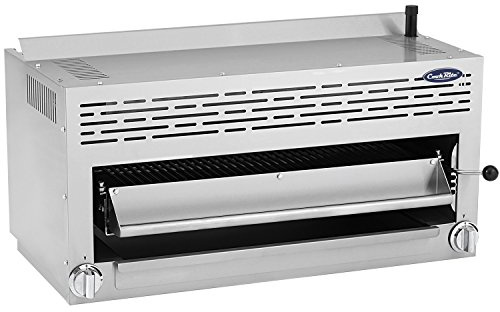 Atosa CookRite ATSB-36 36” Heavy-Duty Cheese Melter Gas Salamander Broiler for Grill Steak Diner | Stainless Steel, 2 Ceramic Infrared Burner, 45,000 BTU, Natural Gas (NG) (Includes: Wall Mount Kit)