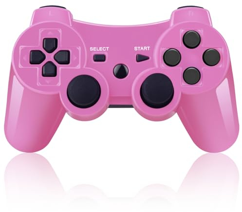 Doppelter vibrierender Wireless Controller für PS3 mit Lade Kabe(Rosa)