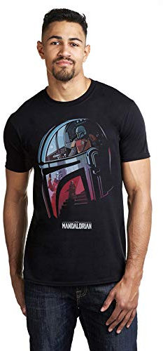 Star Wars Mens Mandalorian - Helmet T Shirt, Helmet Black, L UK