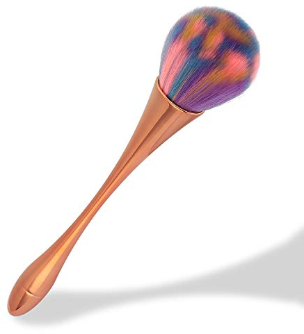 Mwoot Brosse de poussière pour ongles, Brosse de nettoyage pour la peinture pour manucure ongles et maquillage Poudre Blush (Or rose)