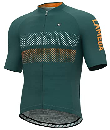 LAMEDA Maillot Ciclismo Hombre Verano Ropa Ciclista Hombre Poliéster 100% Transpirable （RY Azul-XL
