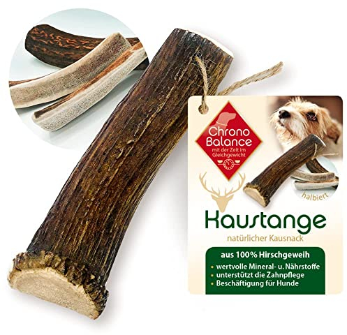 ChronoBalance® XXL - Hirschgeweih für Hunde – 1er Set Halbierte Kauspielzeuge, 100% Natürliches Kauknochen Hundespielzeug zur Zahnpflege, Nachhaltige Hunde Kauartikel ohne Chemie