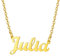 Custom4U Edelstahl Damen Halskette mit Namen Julia Namenskette Gold für Damen/Frauen in Klassische Schrifte 45cm+5cm Design Namenskette Golde für Freundin Mutter Schwester