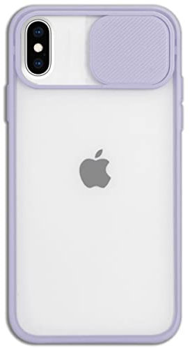 Mixroom - Cover Custodia per Apple iPhone XS Max Protezione Fotocamera con finestrino Scorrevole in Silicone TPU Semi Trasparente Lilla