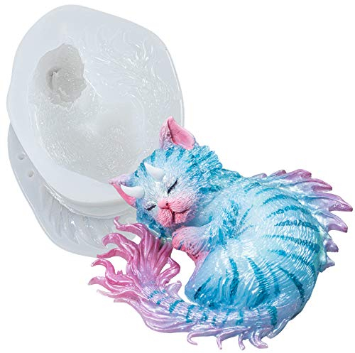 3D Teufel Katze Epoxidharz Gießform Drache mit Horn Kätzchen Fee Tierstatue Beton Modellierungsmasse Seife Kerze Schmuckherstellung Größe: 7,6 cm