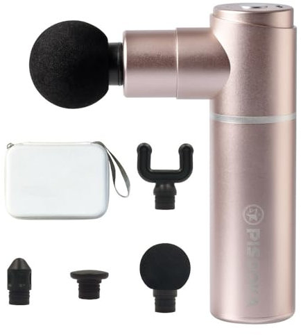 PISOOKA X Muskelmassagepistole – Handmassagegerät mit 4 Aufsätzen & 4 Stufen｜Tiefengewebemassage für Rücken, Nacken, Oberschenkel｜Fasziengerät gegen Verspannung｜Leise & USB-C (Rosa)