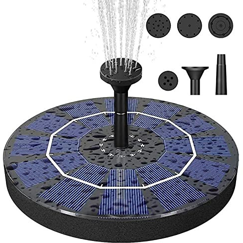 2,5 W Solar-Wasserbrunnenpumpe, eingebauter 800-mAh-Akku, Solar-Vogeltränken-Brunnen mit 6 Arten von Düsen für Gartendekoration, Teich, Aquarium, Pool, Wasserradfahren
