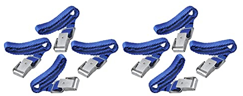 Lot de 8 sangles de fixation avec boucles en métal pour porte-vélos en textile - Bleu