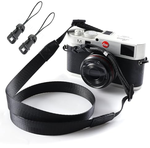wieehtes Kameragurt Vintage Kamera Schultergurt HalsTragegurt mit Schnellverschluss-Schnallen für Kompakte Digitalkamera,Spiegellose Kamera,Kleine DSLR-Kamera.(Schwarz)