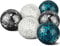 Dekoratives Kugel-Set, 6,5 cm, Mosaik-Glaskugeln, Glas-Kugeln, dekorativ für Schalen, Vasen, Tische, Hochzeit, Party (Silber, Türkis, Schwarz, 6 Stück)