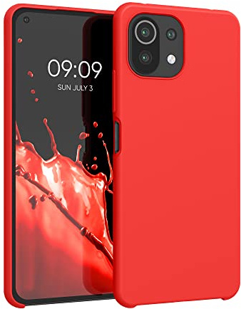 kwmobile Hülle kompatibel mit Xiaomi 11 Lite (5G) NE/Mi 11 Lite (5G) Hülle - Silikon Handy Case - Handyhülle weiche Oberfläche - kabelloses Laden - Rot
