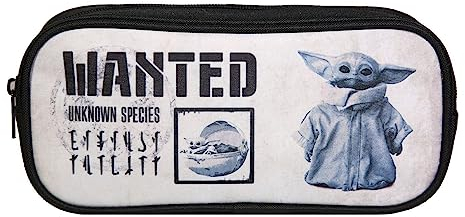 Bagtrotter Yoda Federmäppchen, rechteckig, Motiv Star Wars/The Mandalorian, Schwarz/Beige
