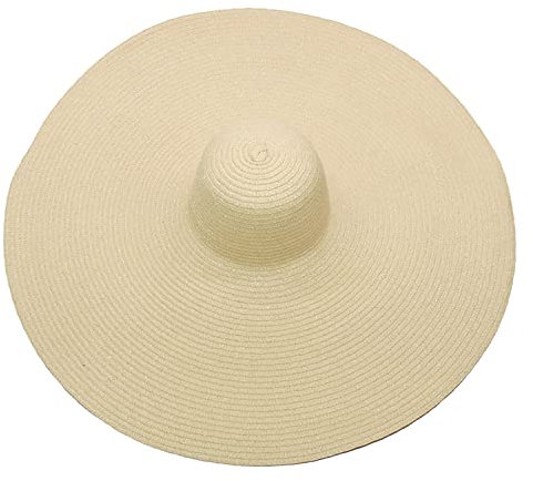 Dremokay Chapeau de plage surdimensionné à large bord pour femme - Grand chapeau de paille - Protection UV - Chapeau d'été pliable - 70 cm (beige), taille unique, beige, Taille unique