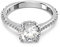 Swarovski Constella - Bague de cocktail, coupe princesse et pavé rond, cristaux transparents, US 6/EU 52, métal, pas une pierre précieuse, US 6/EU 52, Métal, Pas de gemme