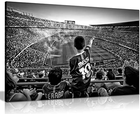 Panther Print Fine Art Prints Black & White Stadium Arena Football Fans Artistic Framed Canvas Print, Pictures for Home Walls, Bedroom, Living Room & Bathroom Decor 31x20cm (12x8in)